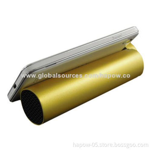 Power bank speaker with mobile phone holder and external battery, 3W rated power, charger for mobile